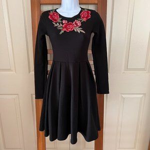 Club L Little Black Dress with Embroidered rose collar